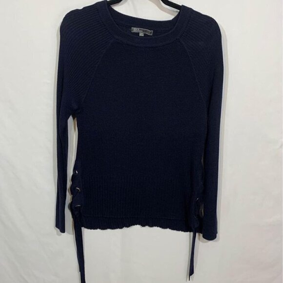 𝅺89TH & Madison navy sweater with silver gromets and lace up. Size small. - Picture 8 of 9